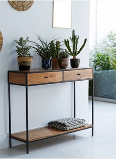 AGD Side entry table with Two Drawers and a Lower Shelf in a Modern Design 100X33X90cm  - Image 1