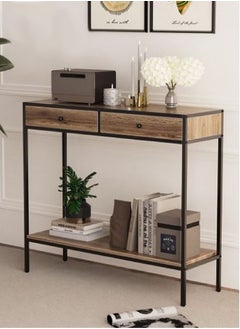 AGD Side entry table with Two Drawers and a Lower Shelf in a Modern Design 100X33X90cm  - Image 2