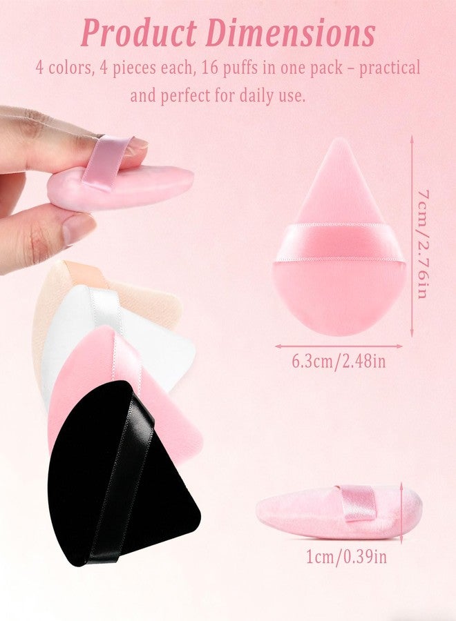 Brvlsoc 16-Piece Triangle Powder Puff Set – Soft Velour Makeup Puffs for Foundation, Powder & Blending – Reusable Beauty Sponges for Face and Body - Image 2