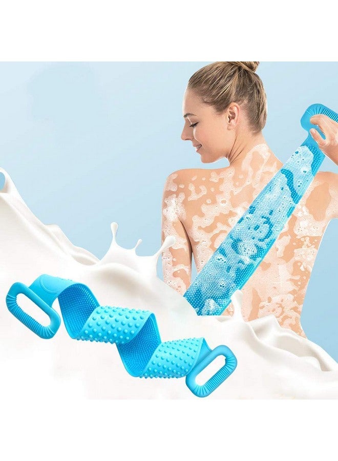 CUVLY® Silicone Body Back Scrubber, Double Side Bathing Brush for Skin Deep Cleaning Massage, Dead Skin Removal Exfoliating Belt for Shower, for Men & Women (Multicolor) - Image 1