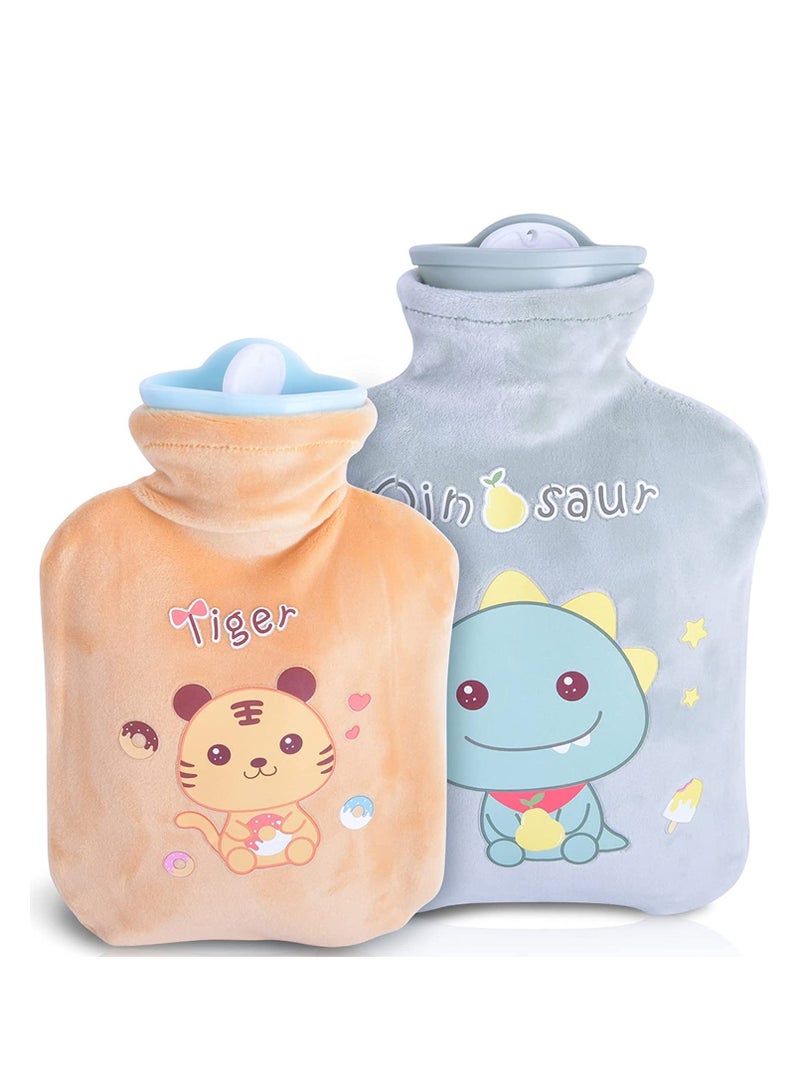 SOLARAE Hot Water Bottles with Fluffy Cover, 2 Pack Hot Water Bag for Hot and Cold Compress, Hand Feet Warmer, Neck and Shoulder Pain Relief, Menstrual Cramps, Hot Compress Cold Therapy - Image 1