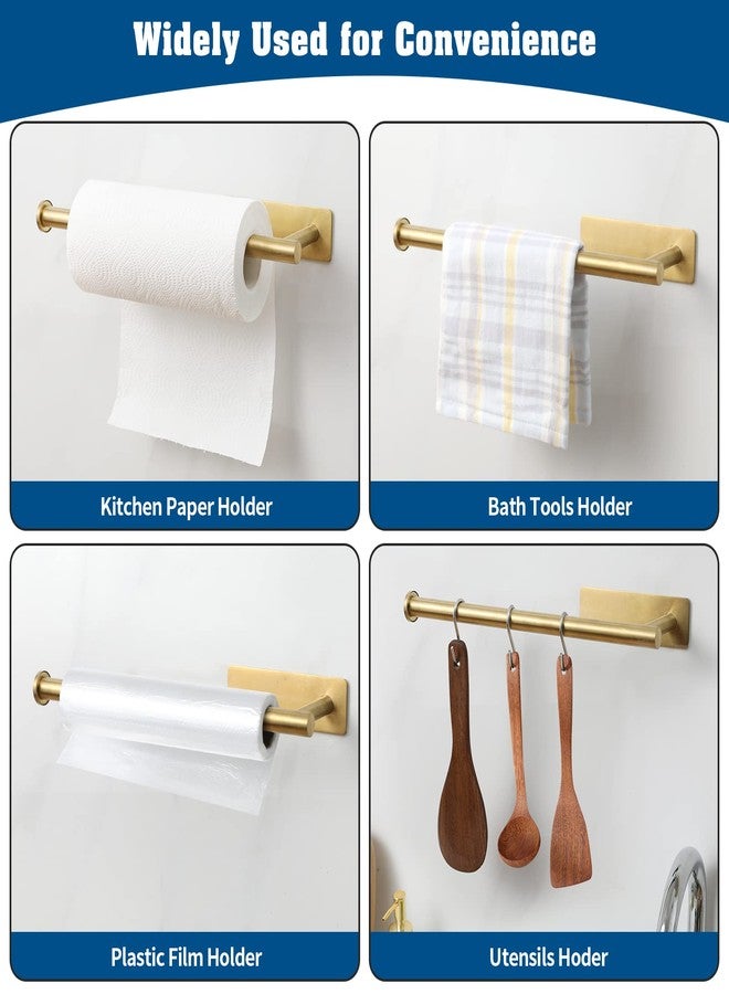 theaoo Paper Towel Holder for Kitchen, Adhesive Under Cabinet Paper Towel Roll Rack for Bathroom Towel, Wall Mounted Matte Black, SUS304 Stainless Steel(1, Gold) - Image 5