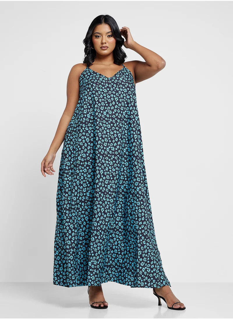 جينجر بلس Animal Print Slip Dress With Side Slit