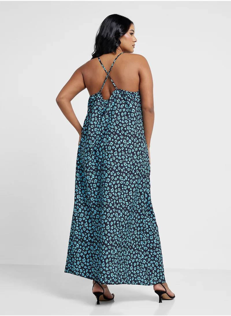 جينجر بلس Animal Print Slip Dress With Side Slit