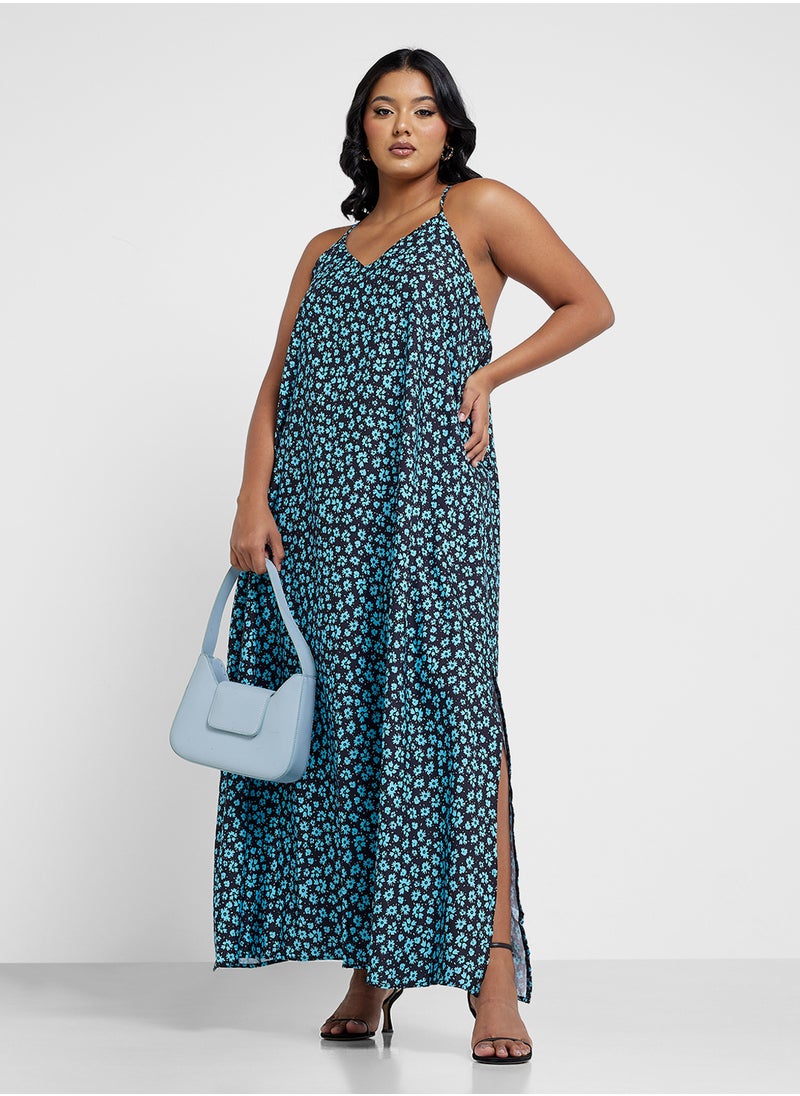 Ginger Plus - Animal Print Slip Dress With Side Slit - Image 1