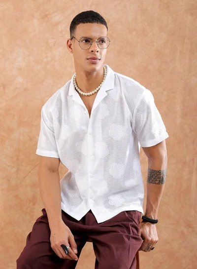 شركة المرآب الهندية Men Relaxed Fit Solid Half Sleeves Cuban Collar Resort Wear Shirt