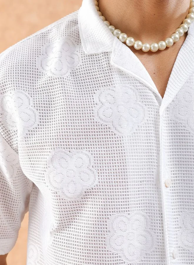 شركة المرآب الهندية Men Relaxed Fit Solid Half Sleeves Cuban Collar Resort Wear Shirt