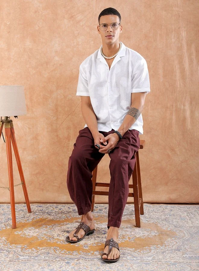 شركة المرآب الهندية Men Relaxed Fit Solid Half Sleeves Cuban Collar Resort Wear Shirt