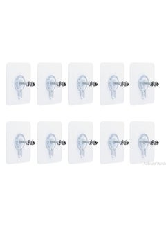 Generic 10 Pcs Adhesive Wall Hooks, Transparent No-Drill Hooks for Bathroom, Shower, Kitchen, Stainless Steel, Water-Resistant Sticky Wall Hooks for Hanging with 5.0 Kg Load Capacity, Double-Sided Adhesive Alternative to Nails, Ideal for Frames, Pictures, Living Room, Bedroom  - Image 1