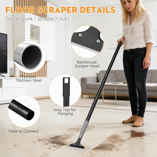 Luvenia Heavy Duty 4-inch Razor Blade Floor Scraper, 50 Inch Long-Handle, Cleaning Glass Wall Scraper, with 10 Blades, Painting Stripping Tools, Tile, Floors, Walls - Image 4