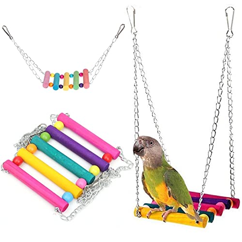 Despacito Birds Swing Hanging Toy Wooden Hammock for Birds Parrots Parakeets Budgies Cockatiels Lovebirds (5-pcs) - Image 1