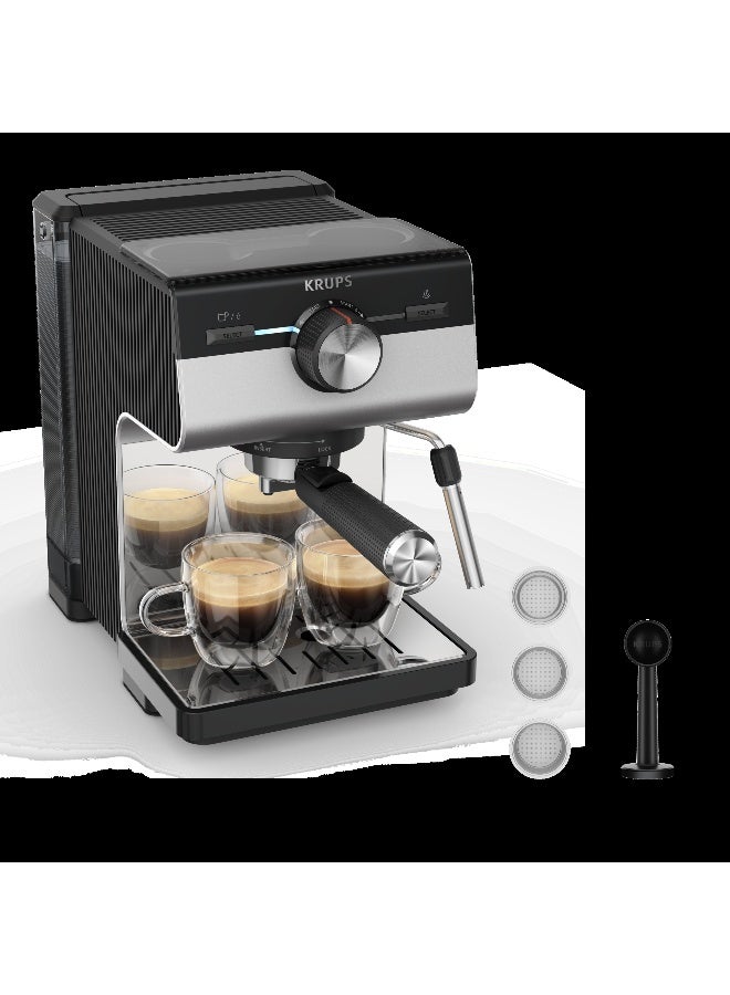 كروبس AUTHENTIC + XP384 | Manual Espresso Machine | Full Flavor Extraction | Intuitive Manual Interface | Smart Design | XP384EM0 2 L 1140 W XP384EM0 Black - Image 1