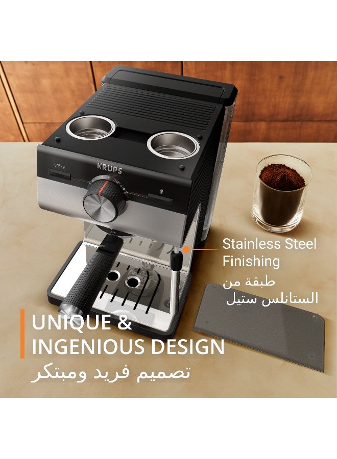 كروبس AUTHENTIC + XP384 | Manual Espresso Machine | Full Flavor Extraction | Intuitive Manual Interface | Smart Design | XP384EM0 2 L 1140 W XP384EM0 Black - Image 5