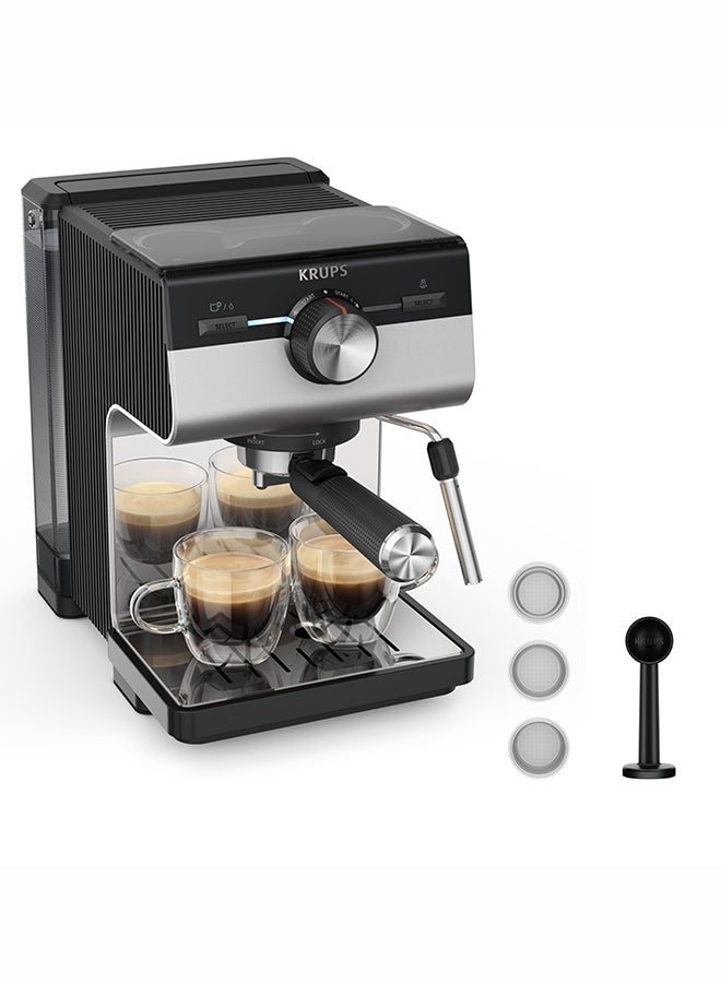 Krups AUTHENTIC + XP384 | Manual Espresso Machine | Full Flavor Extraction | Intuitive Manual Interface | Smart Design | XP384EM0 2 L 1140 W XP384EM0 Black - Image 1