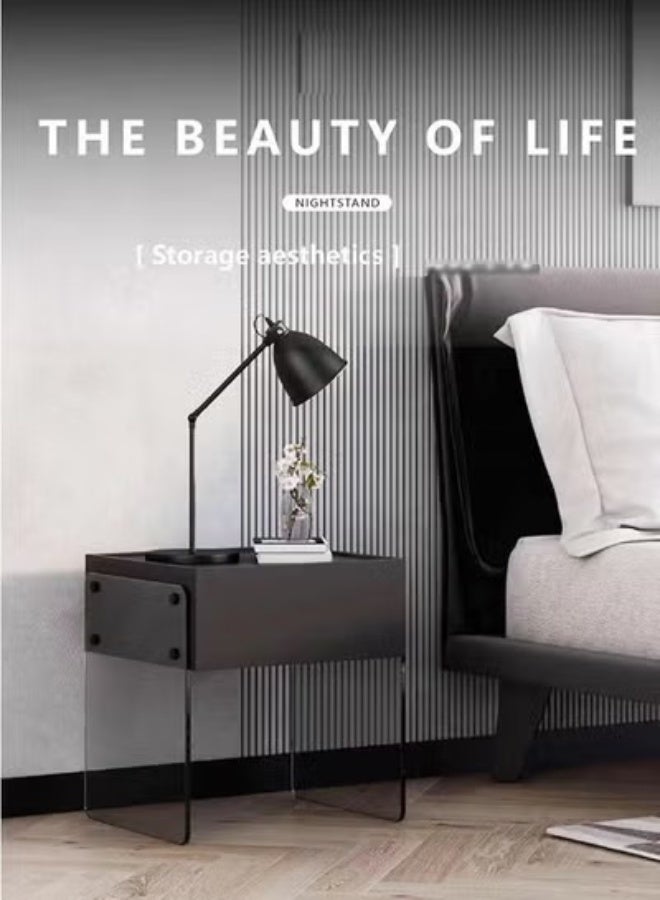 سي آند سي هوم التصميم الحديث الحد الأدنى السرير الجدول منضدة الزجاج الساقين الجانبية الجدول التعريفي ليلة ضوء نهاية الجدول مع تخزين درج لغرفة النوم غرفة المعيشة أثاث المكاتب المنزلية  50x40x47.5 سم - Image 4