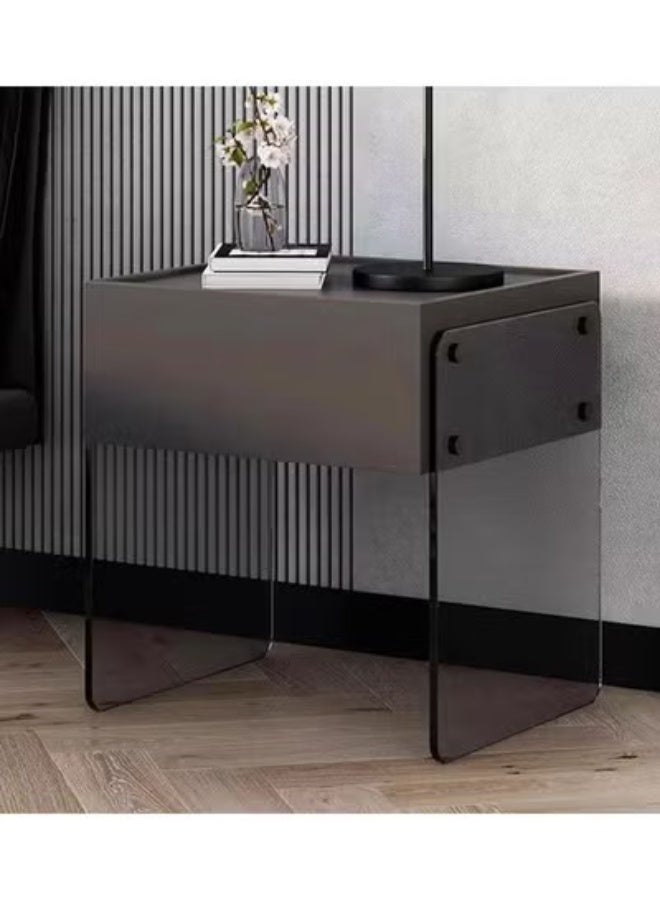 سي آند سي هوم التصميم الحديث الحد الأدنى السرير الجدول منضدة الزجاج الساقين الجانبية الجدول التعريفي ليلة ضوء نهاية الجدول مع تخزين درج لغرفة النوم غرفة المعيشة أثاث المكاتب المنزلية  50x40x47.5 سم - Image 2