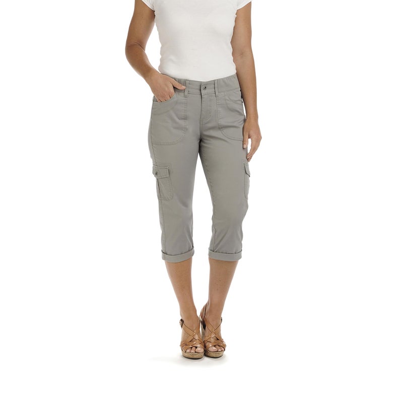 Lee Women's Relaxed Fit Austyn Knit Waist Cargo Capri Pant, Frost Gray, 12 - Image 1