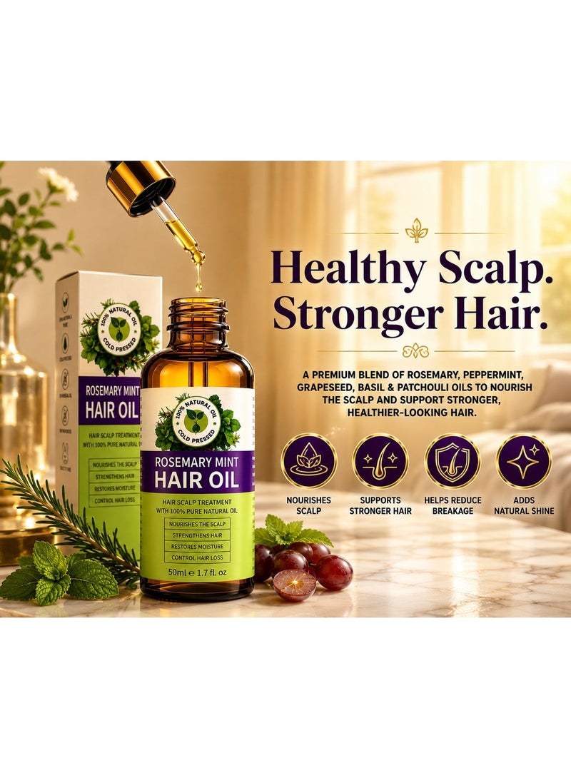 Ronalisa Rosemary Hair Oil with Peppermint | Premium Botanical Scalp & Hair Oil | Nourishes, Strengthens & Adds Shine | 50 ml - Image 2