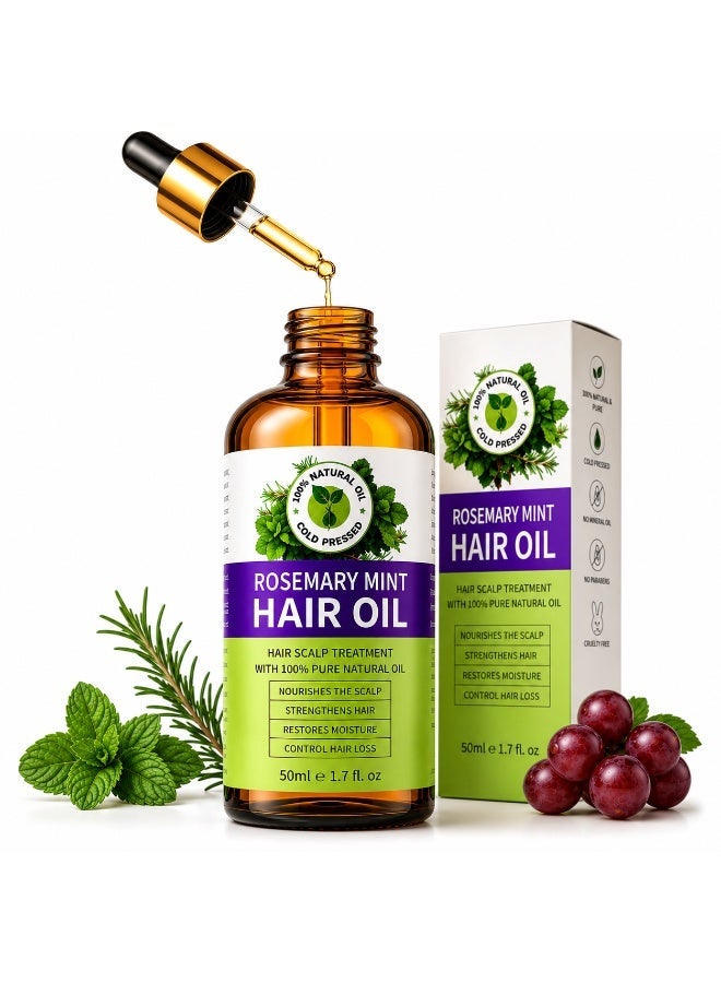 Ronalisa Rosemary Hair Oil with Peppermint | Premium Botanical Scalp & Hair Oil | Nourishes, Strengthens & Adds Shine | 50 ml - Image 1