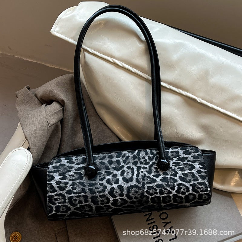 French Casual Handbag Women'S Fashion Niche Design Retro Leopard Print Foreign Style Armpit Shoulder Bag - Image 5