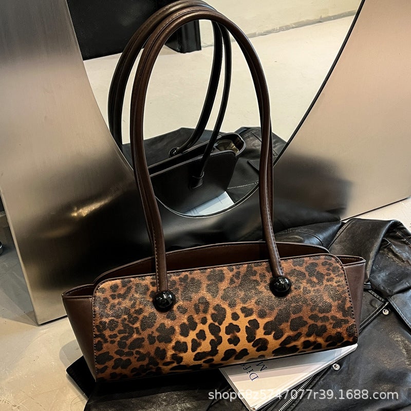 French Casual Handbag Women'S Fashion Niche Design Retro Leopard Print Foreign Style Armpit Shoulder Bag - Image 2