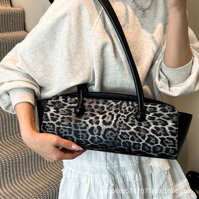 French Casual Handbag Women'S Fashion Niche Design Retro Leopard Print Foreign Style Armpit Shoulder Bag - Image 4