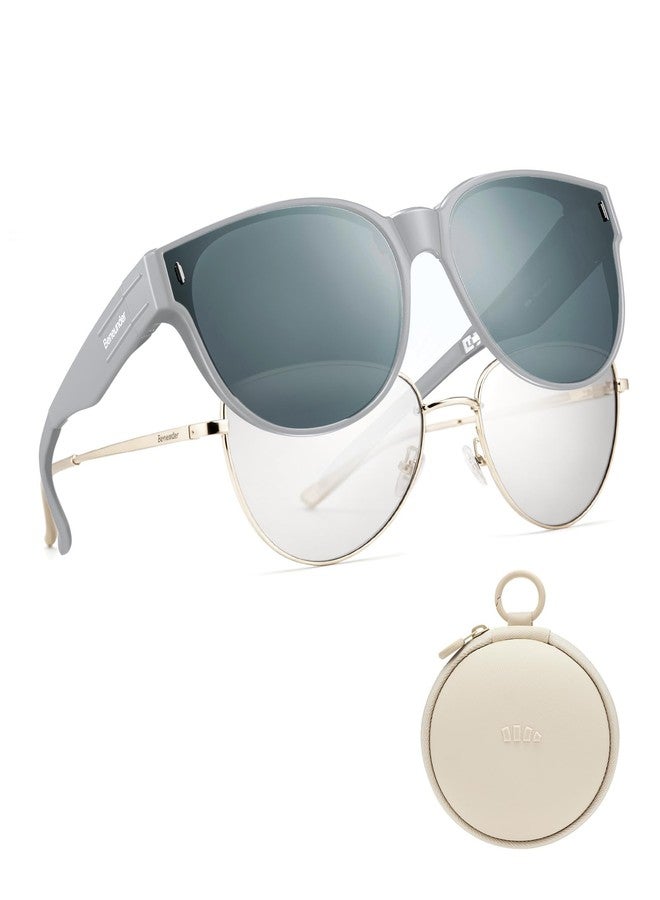 BENEUNDER Polarized Fit Over Sunglasses for Womens & Men, Retro Round Lightweight Folding Sunglasses for Nearsightedness - Image 1