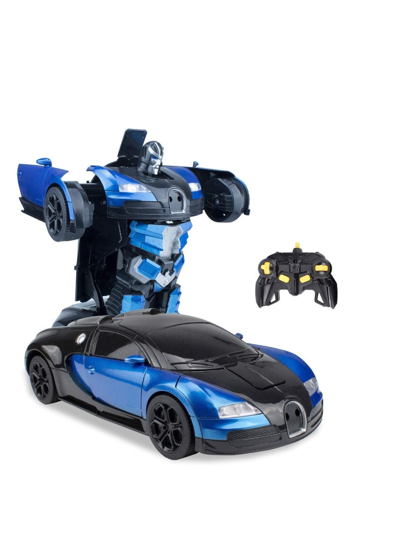 AROAQ Add Di Blue Remote Control Car Transform Robot RC Car with 40MHz Version Remote And One Button Transforming 360 Degree Rotation Drifting Ideal Car Scale and Birthday Gift Toy  - Image 1