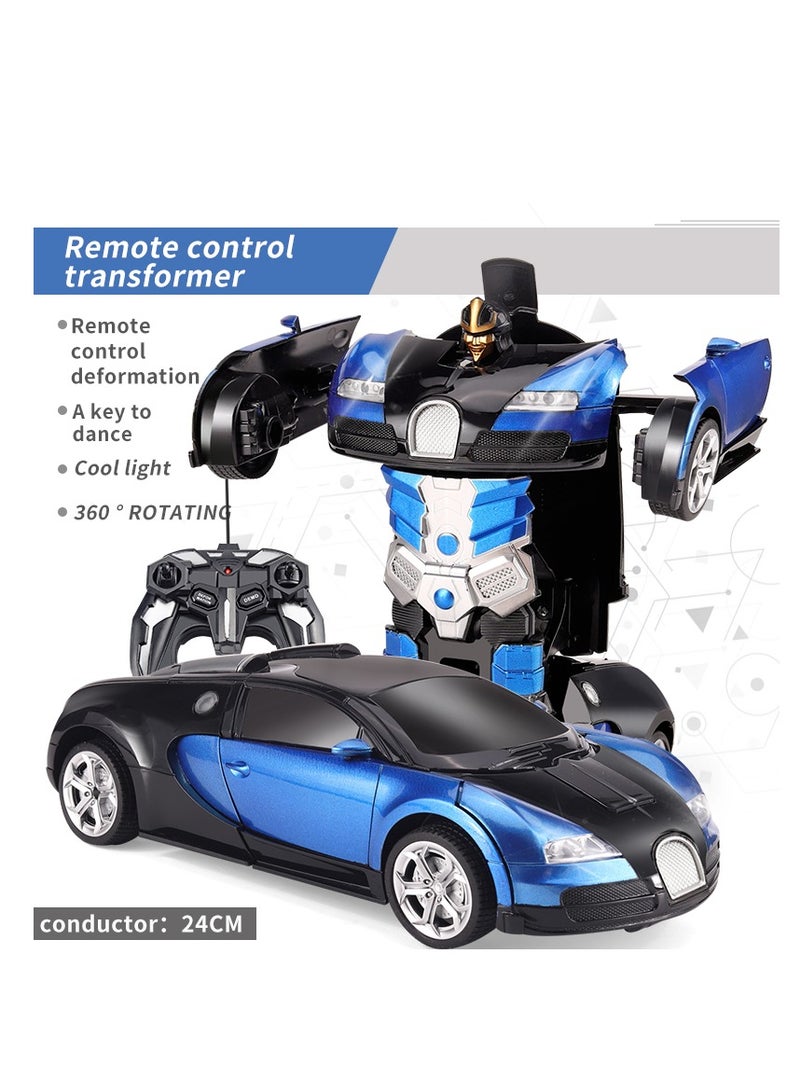 AROAQ Add Di Blue Remote Control Car Transform Robot RC Car with 40MHz Version Remote And One Button Transforming 360 Degree Rotation Drifting Ideal Car Scale and Birthday Gift Toy  - Image 2