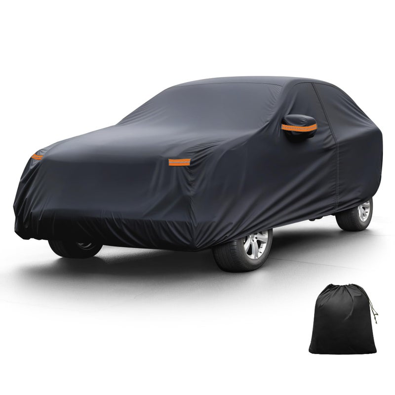 X AUTOHAUX غطاء سيارة X AUTOHAUX لهيونداي توسان 210D-PU خارجي كامل للسيارة لجميع الأحوال الجوية مقاوم للماء والرياح والشمس والمطر والثلج مع سحاب باب السائق باللون الأسود - Image 1