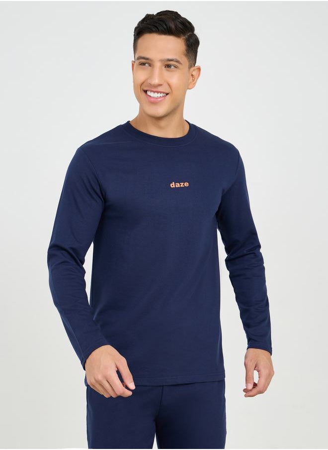 Styli - Terry Long Sleeve T-Shirt and Slim Fit Cuffed Pyjama Set - Image 1