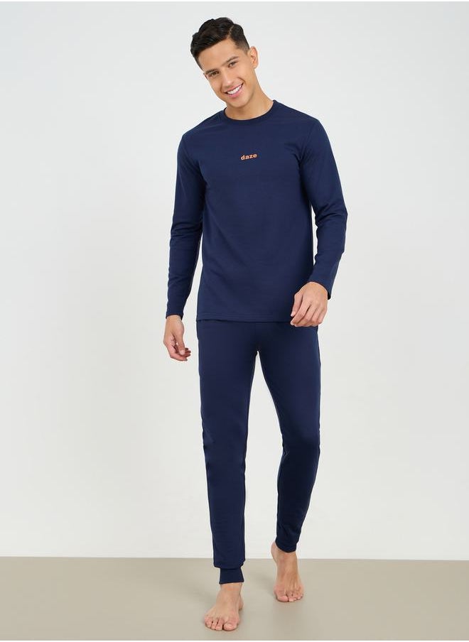 Styli - Terry Long Sleeve T-Shirt and Slim Fit Cuffed Pyjama Set - Image 1