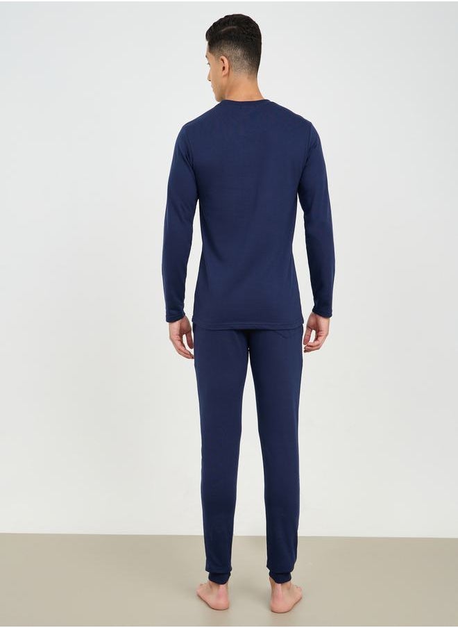 Styli - Terry Long Sleeve T-Shirt and Slim Fit Cuffed Pyjama Set - Image 1