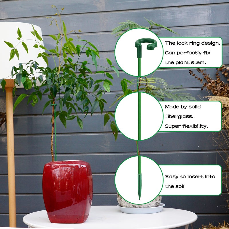 SupKing Invisible Plant Sticks 17 inch &11 inch SupKing 16Pcs Orchid Stakes with Clips for Support Small Short Plants,Garden Stake Support Pole Suit for Potted Plants Flowers Peony Rose (Green) - Image 4