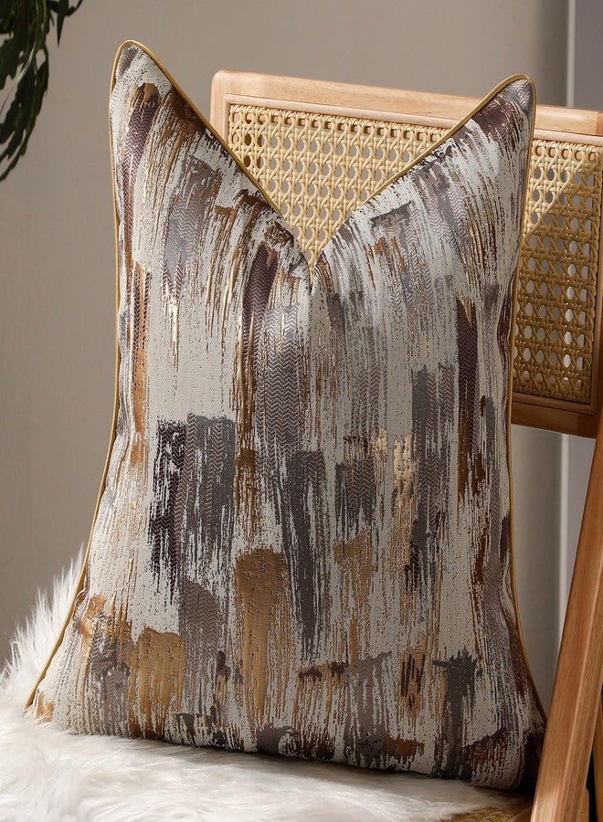 vctops Luxury Gold Abstract Decorative Throw Pillow Covers Soft Square Cushion Case Pillowcase for Sofa Bedroom Car (Gold Coffee,18"x18") - Image 1