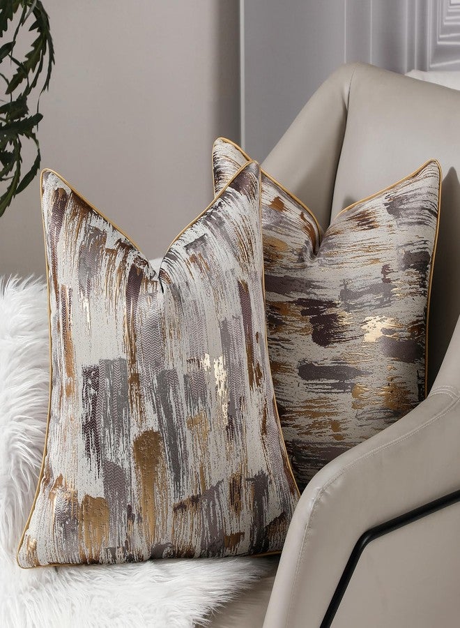 vctops Luxury Gold Abstract Decorative Throw Pillow Covers Soft Square Cushion Case Pillowcase for Sofa Bedroom Car (Gold Coffee,18"x18") - Image 2
