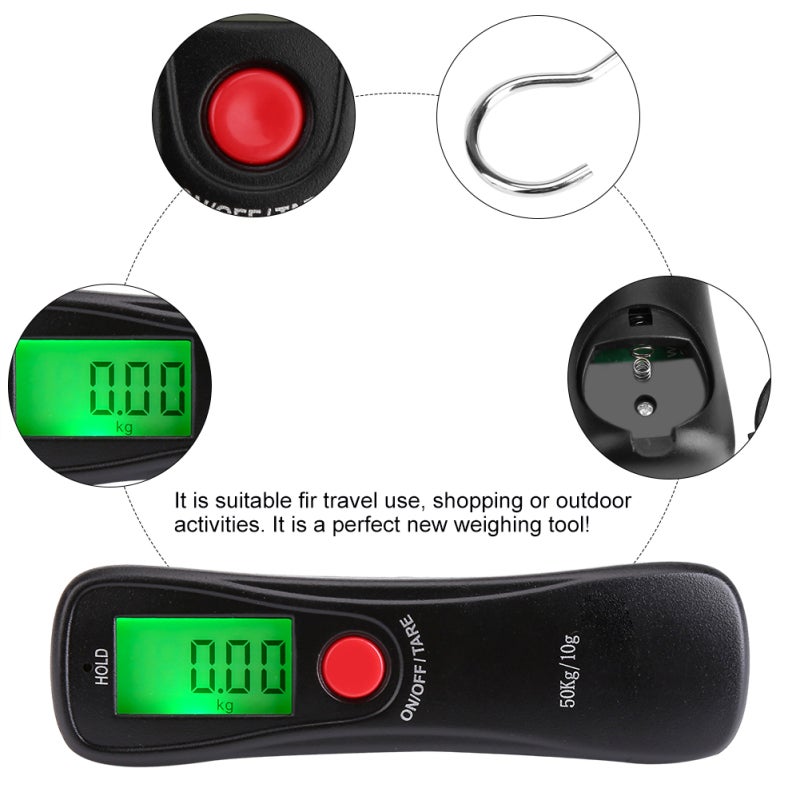 WeiHeng Digital Luggage Scale: 100kg Capacity, Backlit LCD Display - Compact Portable Design, Precise Weighing Scale for Travel, Outdoor Fishing, Home Kitchen & Daily Use - Image 4