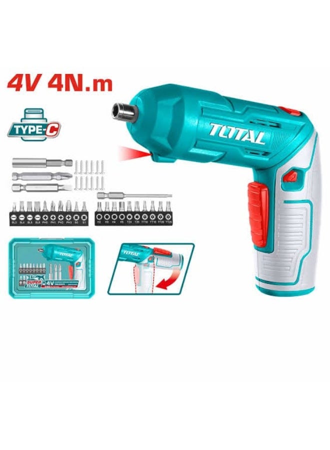 Total 4 Volt Type C Screwdriver, New Model, With Accessory Tsdli04425
