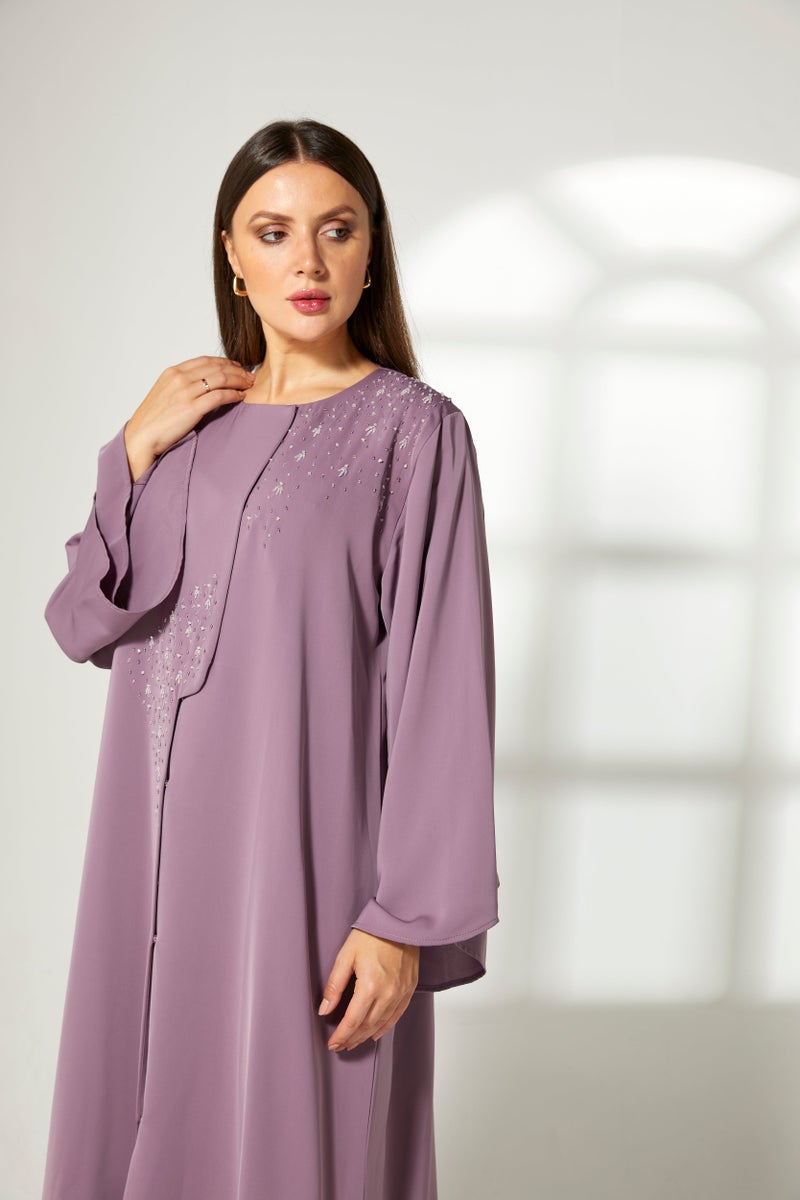 Moistreet Embroidered Flared Sleeve Abaya - Image 4