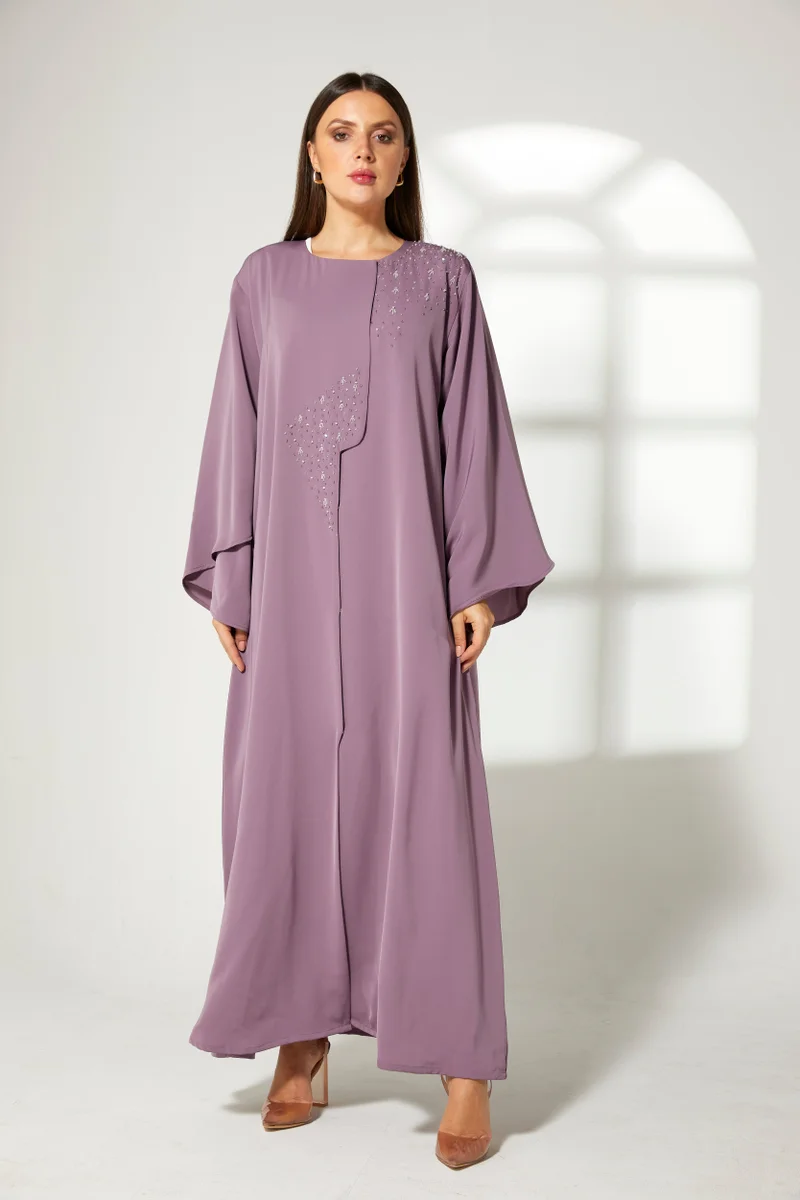 Moistreet  Embroidered Flared Sleeve Abaya for Women | Best Price UAE