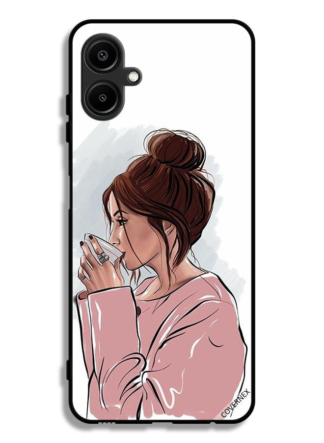 Covernex Samsung Galaxy F06 5G Protective Case Cover Girl Drinking Tea Art - Image 1