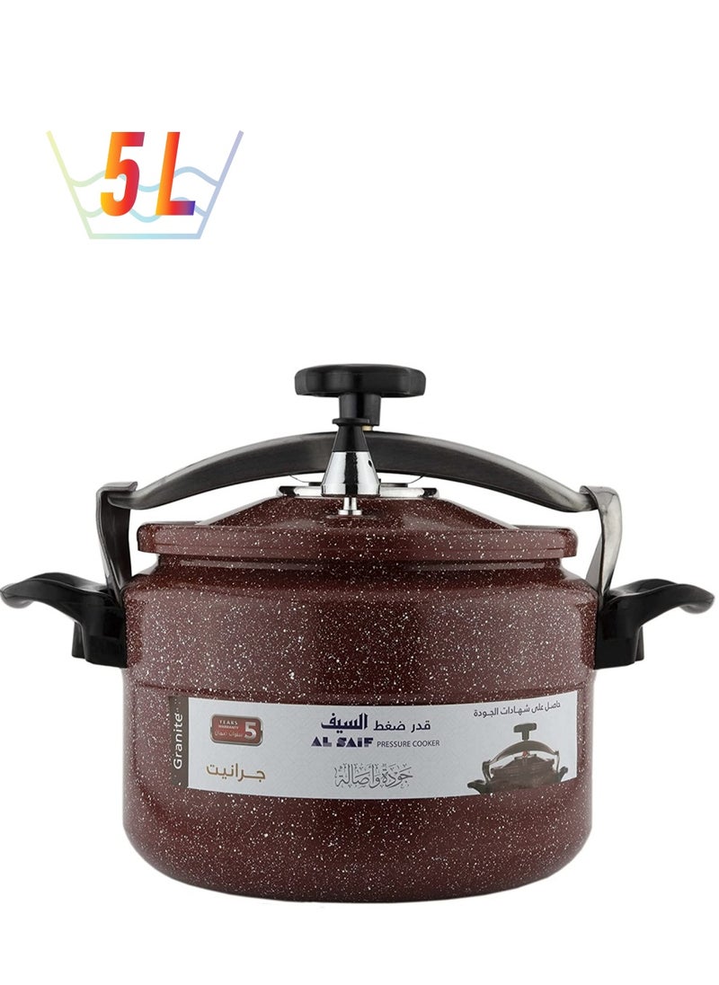 Alsaif 5Liters Aluminium Granite Pressure Cooker Red 5 Liter Red  - Image 1