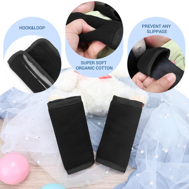 COOLBEBE Upgraded Babybody Support & Strap Covers Set for Newborn Infant Toddler - Extra Soft Breathable Car Seat Insert Cushion Pad, Perfect for Carseats, Strollers, Swing, Black - Image 5