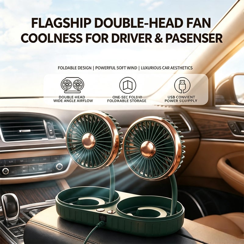 Car Fan USB Dual Head 12V/24V Truck Fan - Image 2