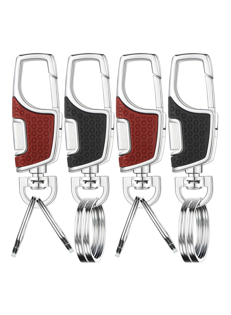 Zikra 4 Pieces Key Chain, Quality Heavy Car Stainless Steel Key Holder with Key Ring for Men and Women, Black and Brown - Image 1