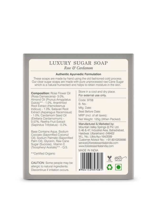 Forest Essentials Luxury Sugar Soap - Rose & Cardamom 125g - Image 2