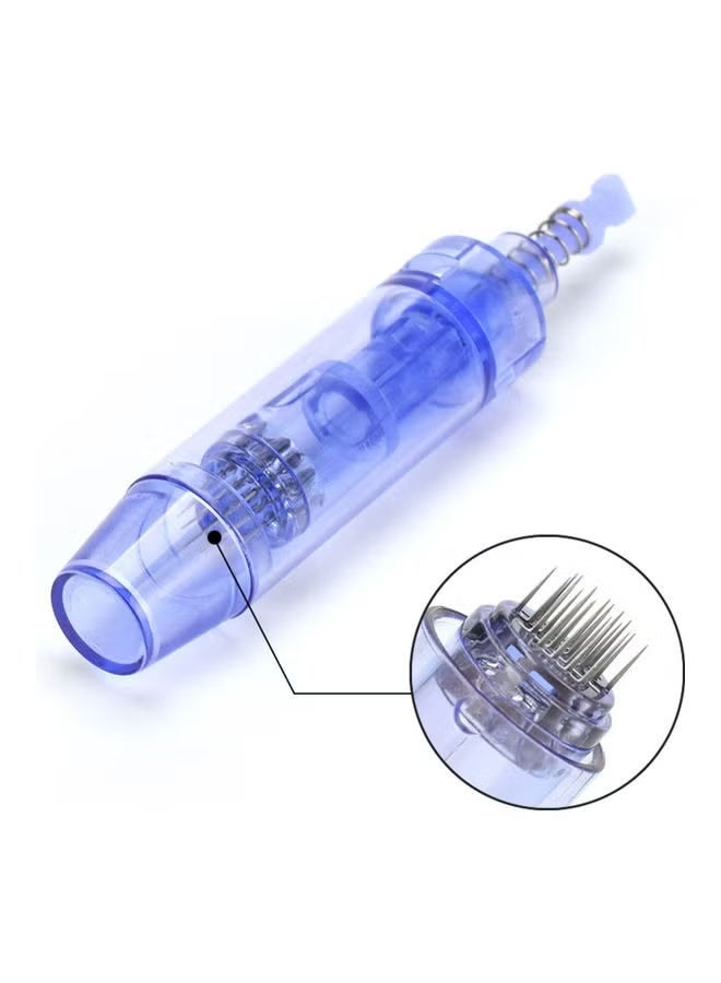 مجموعة خراطيش إبر ديرما بديلة لقلم الوخز بالإبر الدقيقة من 24 دبوس مكونة من 10 قطع أزرق 14.5 x 4.5 x 9.5سم - Image 3