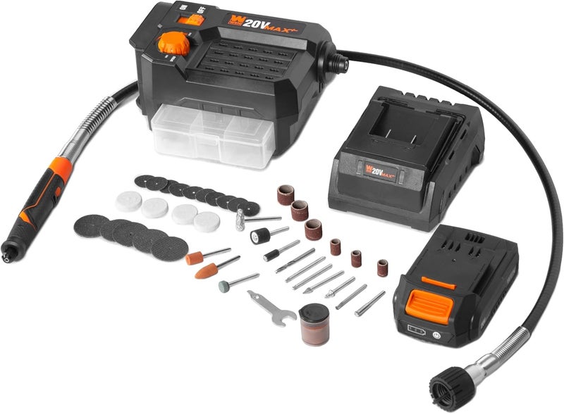 Wen 20V Max Cordless Variable Speed Rotary Tool Station with Flex Shaft, 40 Accessories, 2Ah Li-Ion Battery, and Charger (20923) - Image 1