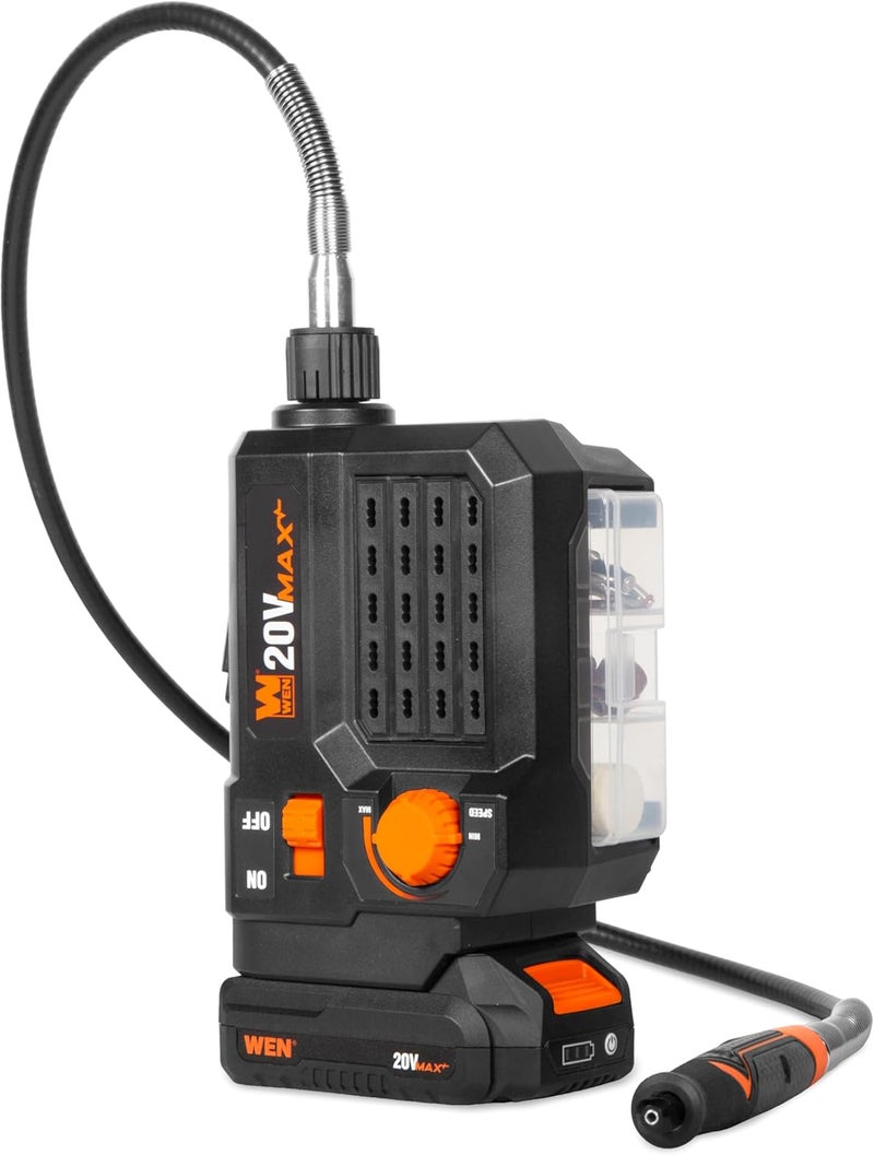 Wen 20V Max Cordless Variable Speed Rotary Tool Station with Flex Shaft, 40 Accessories, 2Ah Li-Ion Battery, and Charger (20923) - Image 2