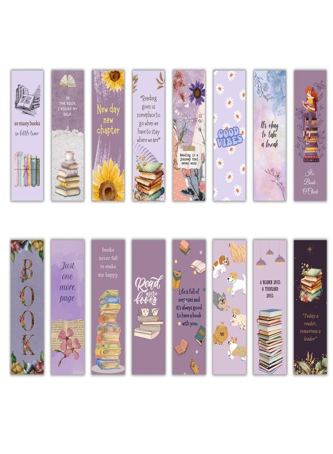 EKDALI Bookmarks Set of 16 | Specially Designed for Book| 350 GSM Thick Book Marks| Matte Finished NO Repeat Designs|Purple Theme| Size 2 x 6 in - Image 1